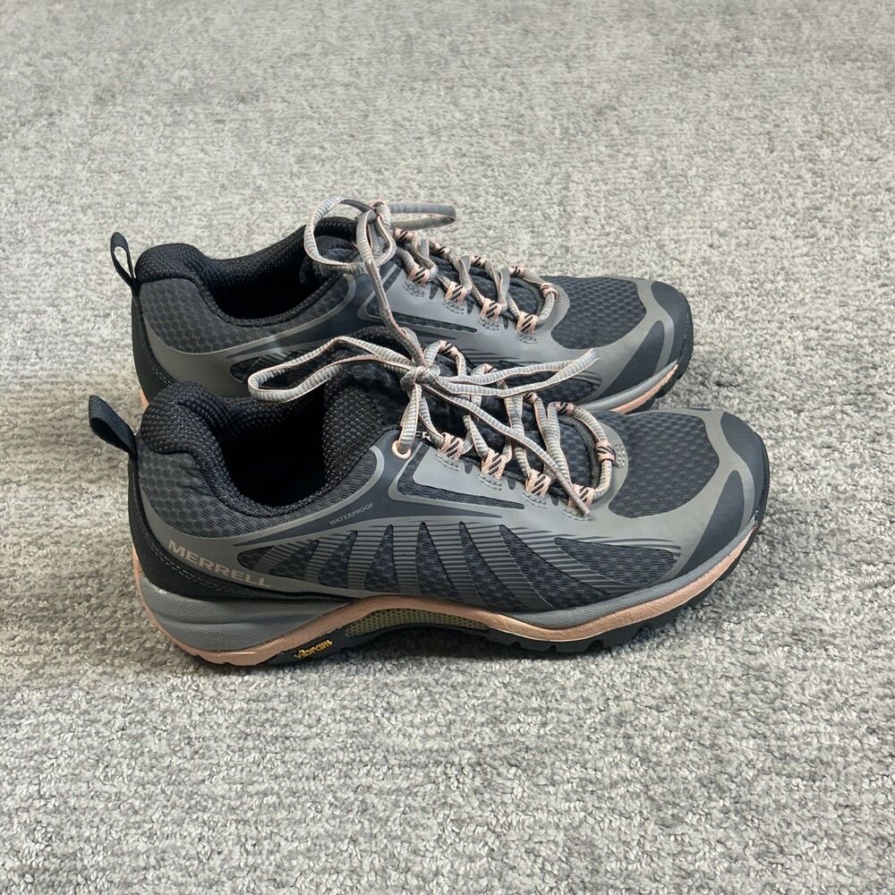 Merrell Siren Edge 3 Trail Shoes Womens 7.5 Gray Orange Hiking Vibram